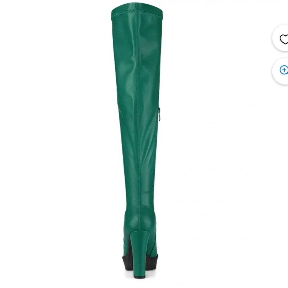 Green High Heel Over-the-Knee Boots - Picture 7 of 7